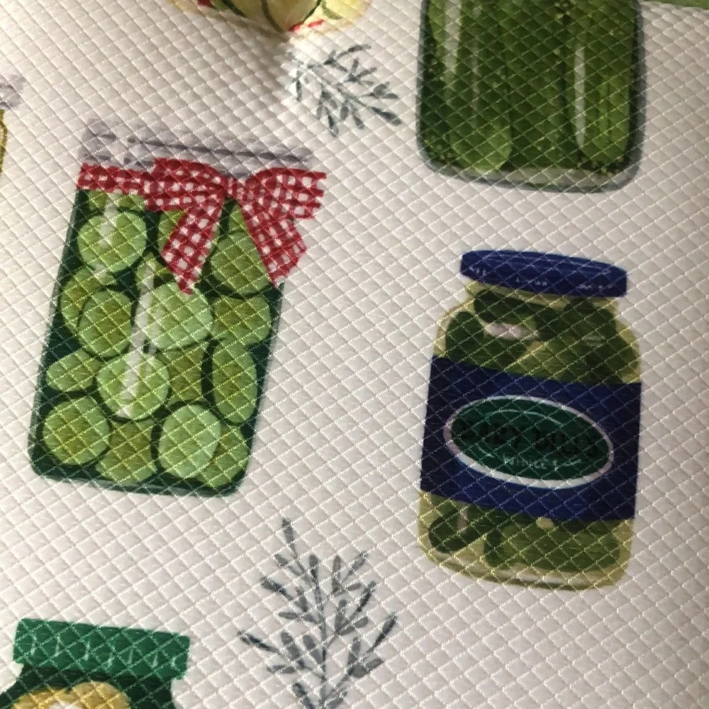 Isaac Mizrahi White Dish Drying Mats with Pickle Jar Print